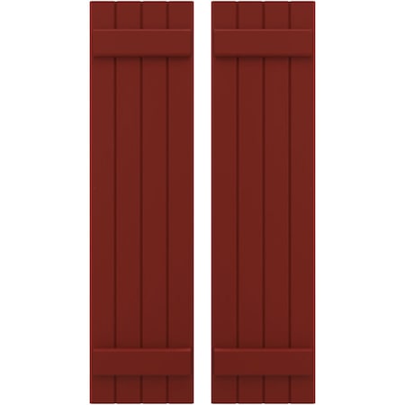 Americraft 4-Board (2 Batten) Exterior Real Wood Joined Board-n-Batten Shutters, ARW101BB414X60MRH